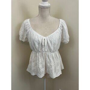 Monteau Los Angeles White Eyelet Top Size XL